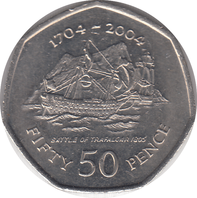 2004 BATTLE OF TRAFALGAR 1805 50P GIBRALTAR - WORLD COINS - Cambridgeshire Coins