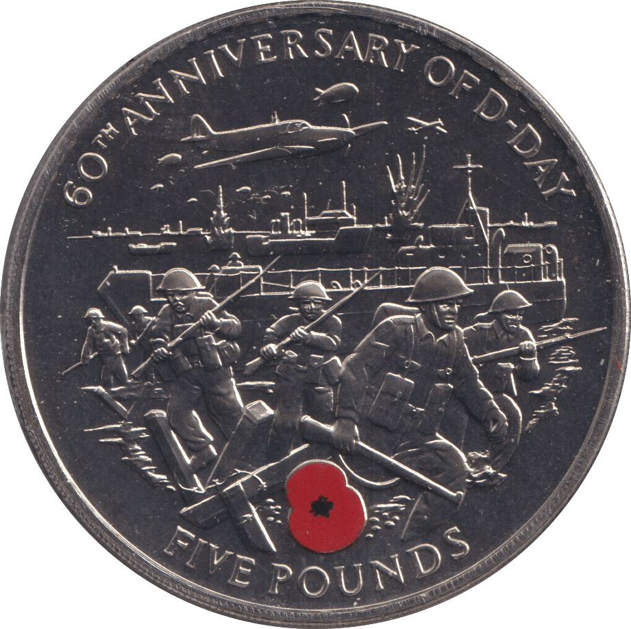 2004 BRILLIANT UNCIRCULATED FIVE POUNDS - D - DAY 60TH ANNIVERSARY - WORLD COINS - Cambridgeshire Coins