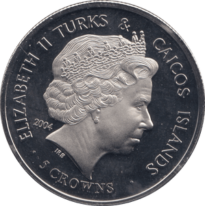 2004 CROWN JEWELS FIVE CROWNS TURKS AND CAICOS F320 - SILVER WORLD COINS - Cambridgeshire Coins