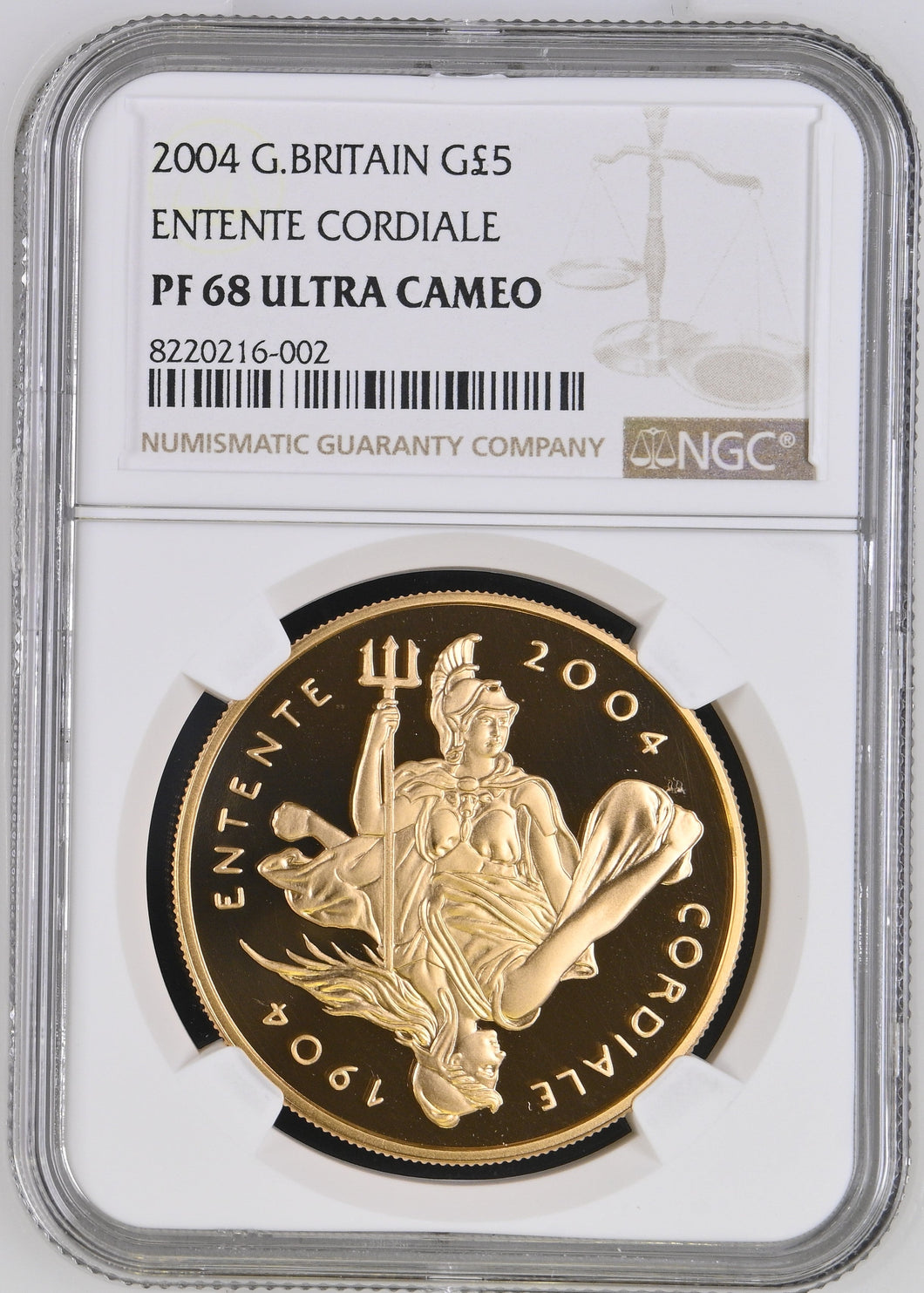 2004 GOLD FIVE POUND ENTENTE CORDIALE PF 68 ULTRA CAMEO - NGC GOLD COINS - Cambridgeshire Coins