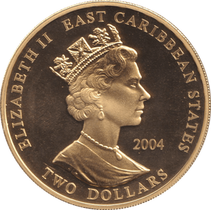 2004 GOLD PLATED 2 DOLLAR EAST CARIBBEAN STATES T.E. LAWRENCE - WORLD COINS - Cambridgeshire Coins