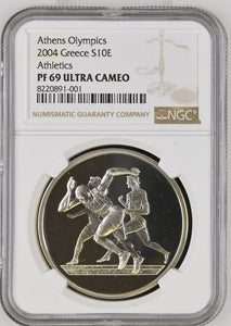 2004 GREECE ATHLETICS ATHENS OLYMPICS S10E ( NGC ) PF 69 ULTRA CAMEO HIGHEST POPULATION - NGC SILVER COINS - Cambridgeshire Coins