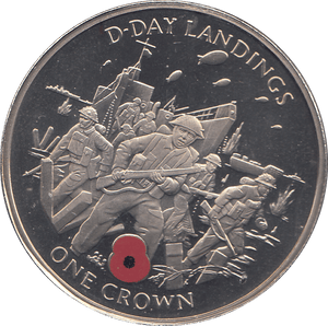 2004 ONE CROWN D DAY LANDINGS COLOURED ( BU ) - WORLD COINS - Cambridgeshire Coins