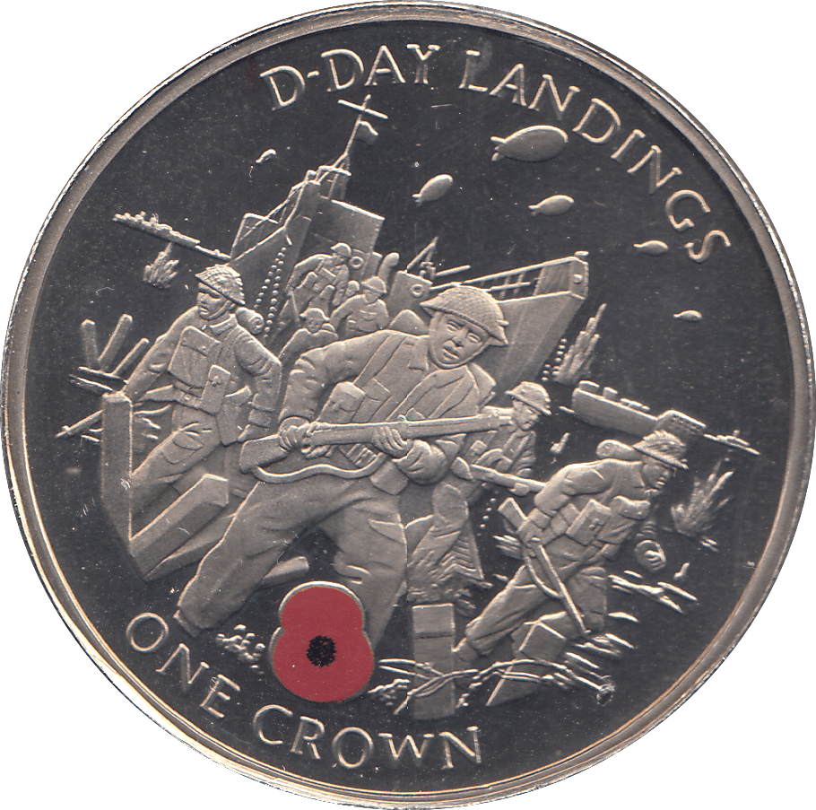 2004 ONE CROWN D DAY LANDINGS COLOURED ( BU ) - WORLD COINS - Cambridgeshire Coins