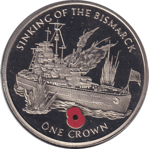 2004 ONE CROWN SINKING OF BISMARCK (BU) - CROWN - Cambridgeshire Coins