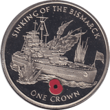 2004 ONE CROWN SINKING OF BISMARCK (BU) - CROWN - Cambridgeshire Coins