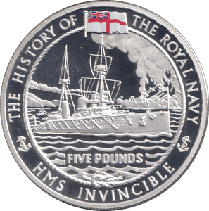 2004 PROOF SILVER FIVE POUNDS- HMS INVINCIBLE - Silver Proof - Cambridgeshire Coins