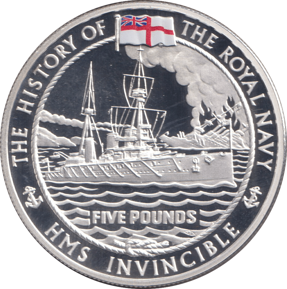 2004 PROOF SILVER FIVE POUNDS- HMS INVINCIBLE - Silver Proof - Cambridgeshire Coins