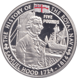 2004 PROOF SILVER FIVE POUNDS- SAMUEL HOOD - Silver Proof - Cambridgeshire Coins
