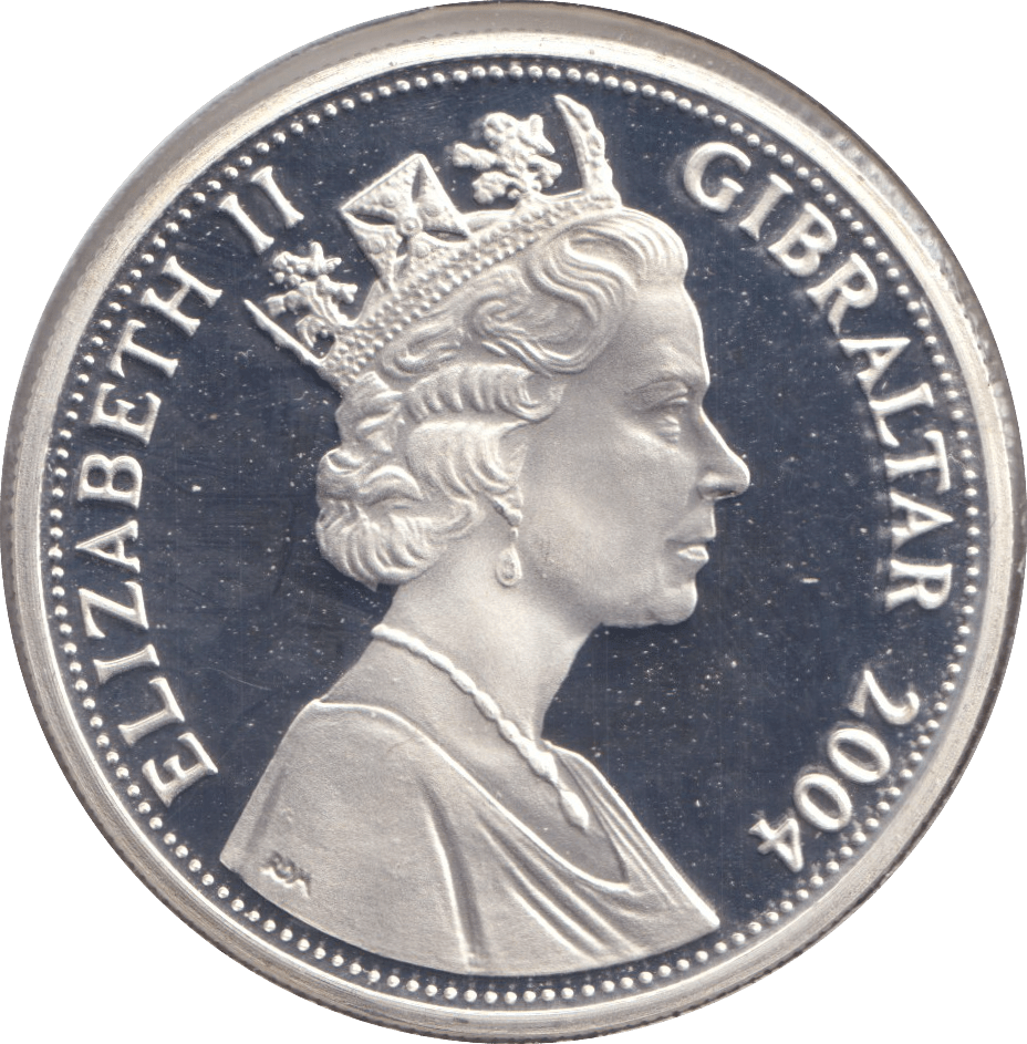 2004 SILVER FIVE POUND GILBRALTAR - SILVER WORLD COINS - Cambridgeshire Coins