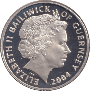 2004 SILVER PROOF FIVE POUNDS BAILIWICK OF GUERNSEY - SILVER WORLD COINS - Cambridgeshire Coins
