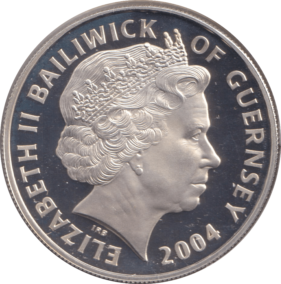 2004 SILVER PROOF FIVE POUNDS BAILIWICK OF GUERNSEY - SILVER WORLD COINS - Cambridgeshire Coins