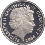 2004 SILVER PROOF FIVE POUNDS BAILIWICK OF GUERNSEY - SILVER WORLD COINS - Cambridgeshire Coins