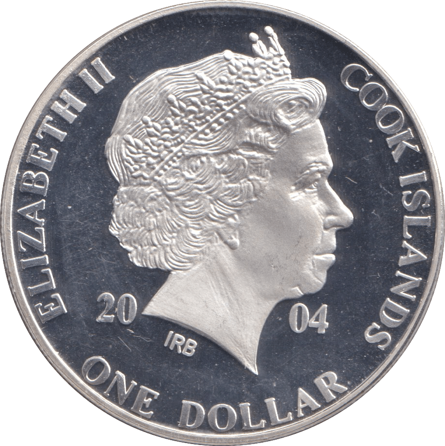 2004 SILVER PROOF ONE DOLLAR COOK ISLANDS - SILVER WORLD COINS - Cambridgeshire Coins