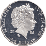 2004 SILVER PROOF ONE DOLLAR COOK ISLANDS - SILVER WORLD COINS - Cambridgeshire Coins