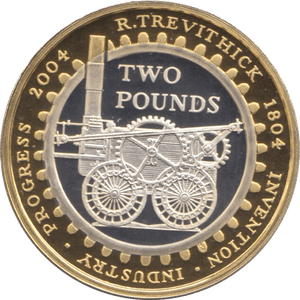 2004 SILVER PROOF TREVITHICK STEAM ENGINE TWO POUNDS - SILVER WORLD COINS - Cambridgeshire Coins