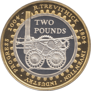 2004 SILVER PROOF TWO POUNDS TREVITHICK STEAM - SILVER WORLD COINS - Cambridgeshire Coins