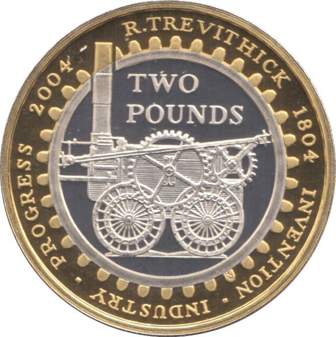 2004 SILVER PROOF TWO POUNDS TREVITHICK STEAM - SILVER WORLD COINS - Cambridgeshire Coins