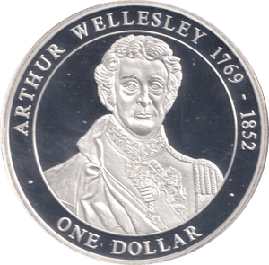 2005 50% SILVER ONE DOLLAR ARTHUR WELLESLEY 1769 - 1852 ( PROOF ) - SILVER WORLD COINS - Cambridgeshire Coins