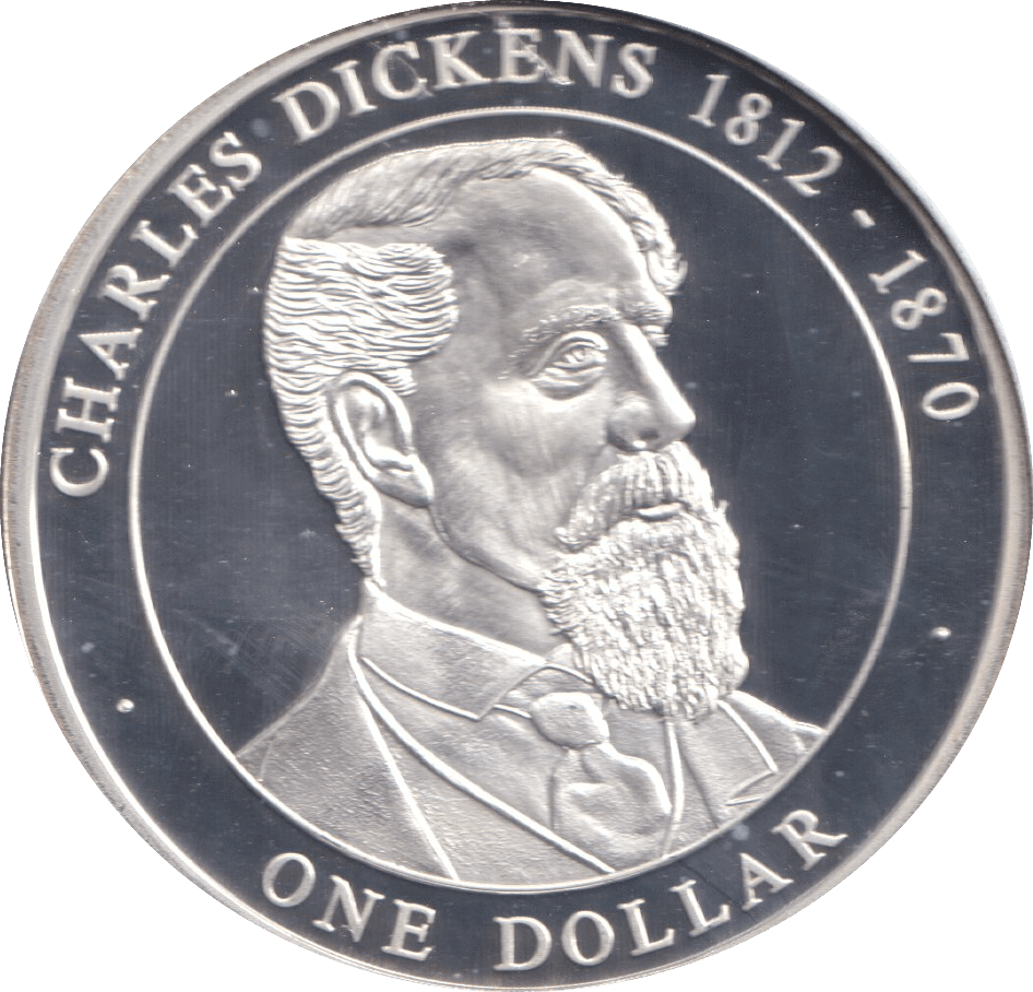 2005 50% SILVER ONE DOLLAR CHARLES DICKENS 1812 - 1870 ( PROOF ) - SILVER WORLD COINS - Cambridgeshire Coins