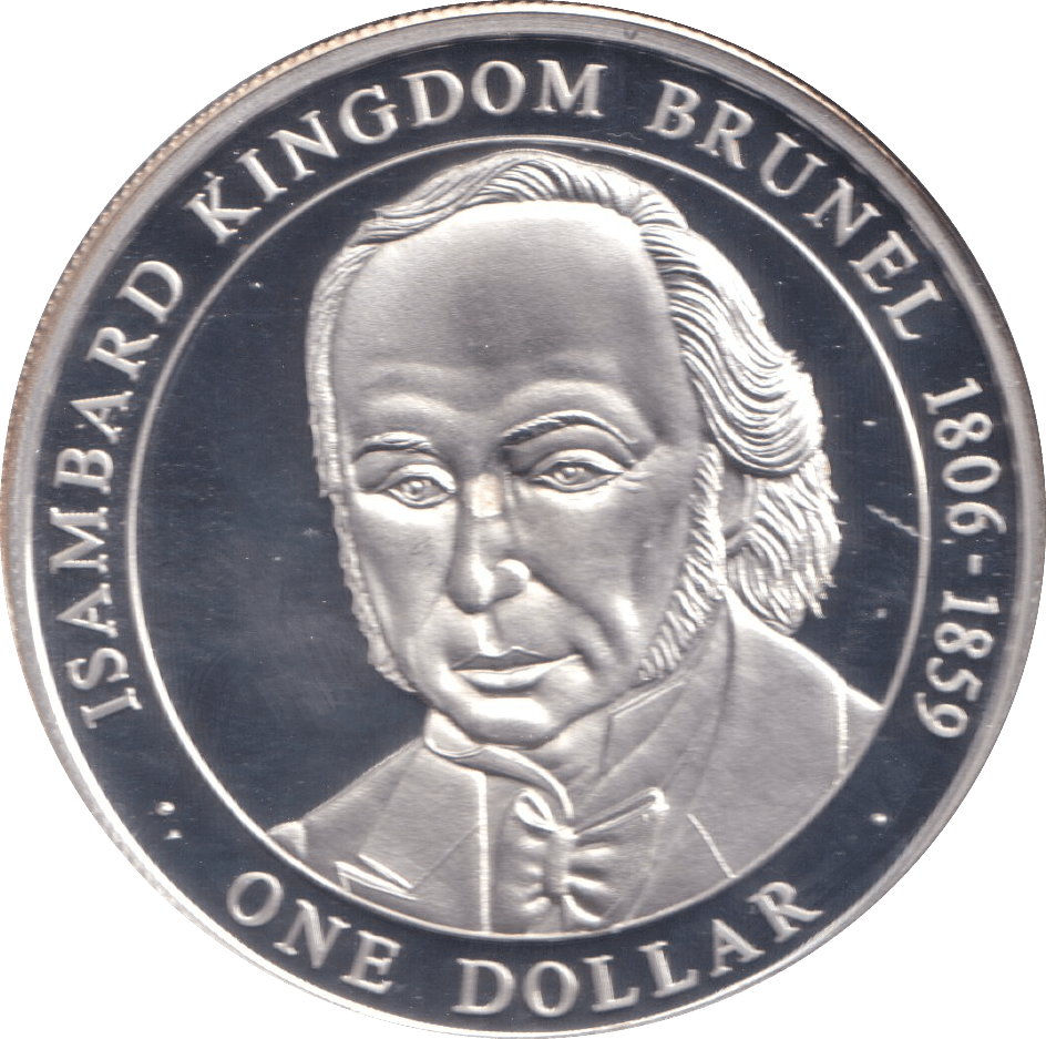 2005 50% SILVER ONE DOLLAR ISAMBARD KINGDOM BRUNEL 1806 - 1859 ( PROOF ) - SILVER WORLD COINS - Cambridgeshire Coins