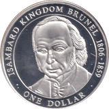 2005 50% SILVER ONE DOLLAR ISAMBARD KINGDOM BRUNEL 1806 - 1859 ( PROOF ) - SILVER WORLD COINS - Cambridgeshire Coins