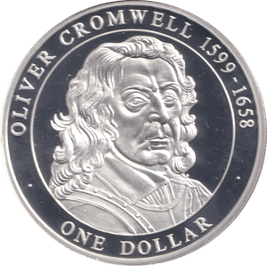 2005 50% SILVER ONE DOLLAR OLIVER CROMWELL 1599 - 1658 ( PROOF ) - SILVER WORLD COINS - Cambridgeshire Coins