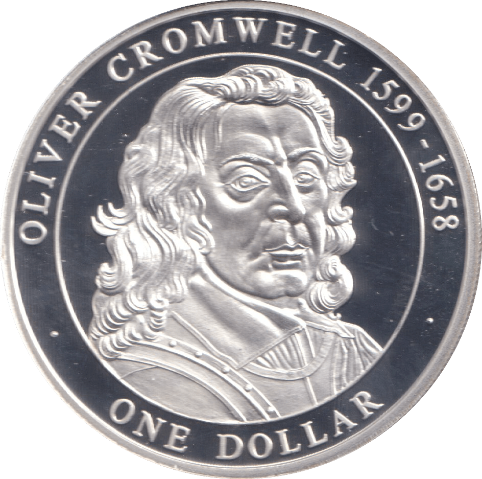 2005 50% SILVER ONE DOLLAR OLIVER CROMWELL 1599 - 1658 ( PROOF ) - SILVER WORLD COINS - Cambridgeshire Coins