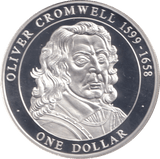 2005 50% SILVER ONE DOLLAR OLIVER CROMWELL 1599 - 1658 ( PROOF ) - SILVER WORLD COINS - Cambridgeshire Coins