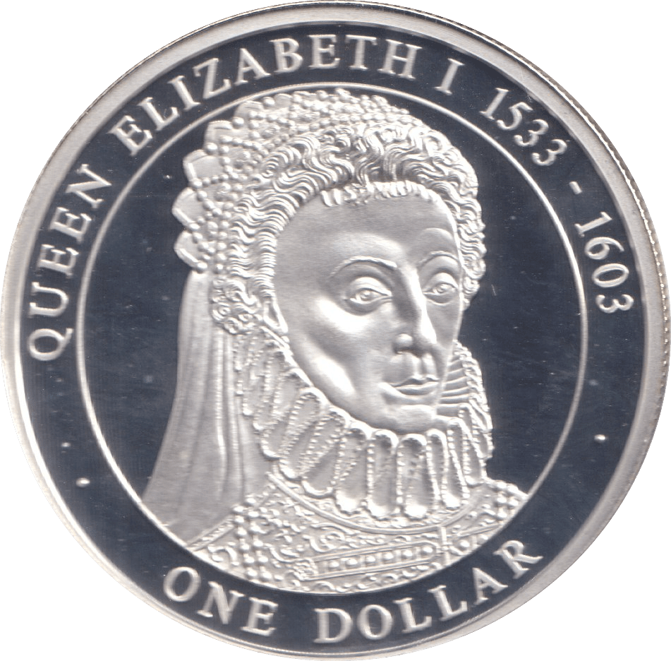 2005 50% SILVER ONE DOLLAR QUEEN ELIZABETH I 1533 - 1603 ( PROOF ) - SILVER WORLD COINS - Cambridgeshire Coins
