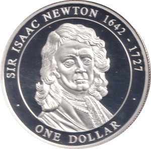 2005 50% SILVER ONE DOLLAR SIR ISAAC NEWTON 1642 - 1727 ( PROOF ) - SILVER WORLD COINS - Cambridgeshire Coins