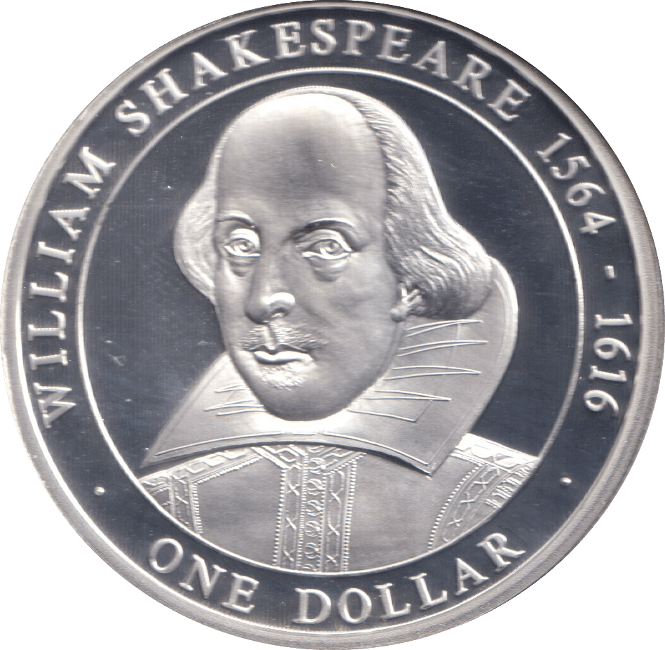 2005 50% SILVER ONE DOLLAR WILLIAM SHAKESPEARE 1564 - 1616 ( PROOF ) - SILVER WORLD COINS - Cambridgeshire Coins
