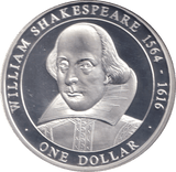 2005 50% SILVER ONE DOLLAR WILLIAM SHAKESPEARE 1564 - 1616 ( PROOF ) - SILVER WORLD COINS - Cambridgeshire Coins