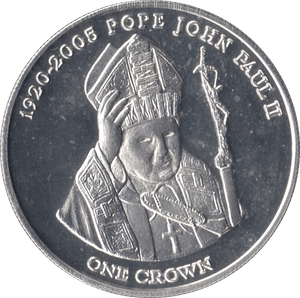 2005 .925 SILVER PROOF ONE CROWN POPE JOHN PAUL II TRISTAN DA CUNHA - SILVER WORLD COINS - Cambridgeshire Coins