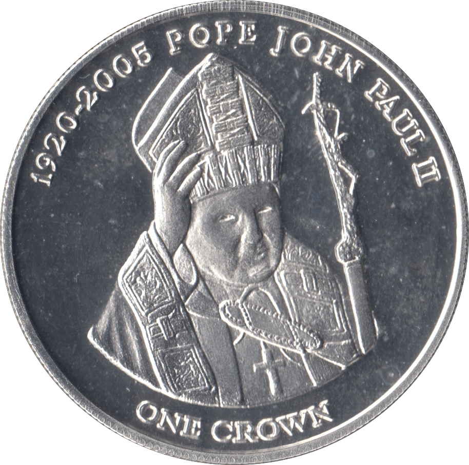 2005 .925 SILVER PROOF ONE CROWN POPE JOHN PAUL II TRISTAN DA CUNHA - SILVER WORLD COINS - Cambridgeshire Coins