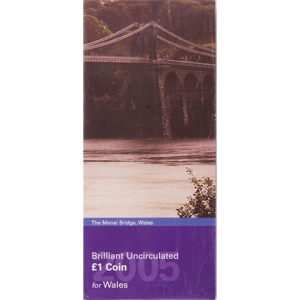 2005 BRILLIANT UNCIRCULATED £1 COIN PRESENTATION PACK MENAI BRIDGE WALES 2005 - £1 BU PACK - Cambridgeshire Coins