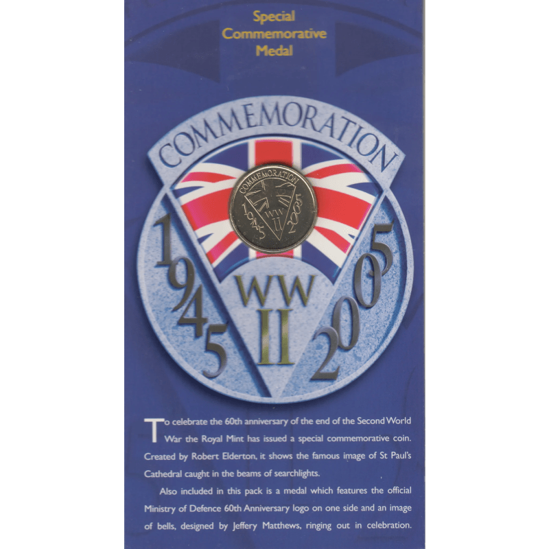 2005 BRILLIANT UNCIRCULATED £2 PRESENTATION PACK WW2 COIN AND MEDAL - £2 BU PACK - Cambridgeshire Coins