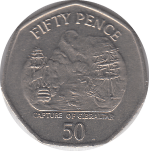 2005 CAPTURE OF GIBRALTAR 50P - WORLD COINS - Cambridgeshire Coins