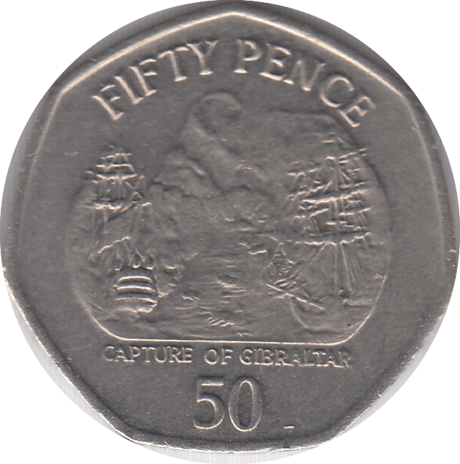 2005 CAPTURE OF GIBRALTAR 50P - WORLD COINS - Cambridgeshire Coins