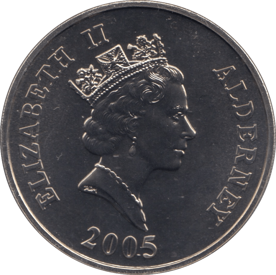2005 FIVE POUND COIN ALDERNEY - WORLD COINS - Cambridgeshire Coins