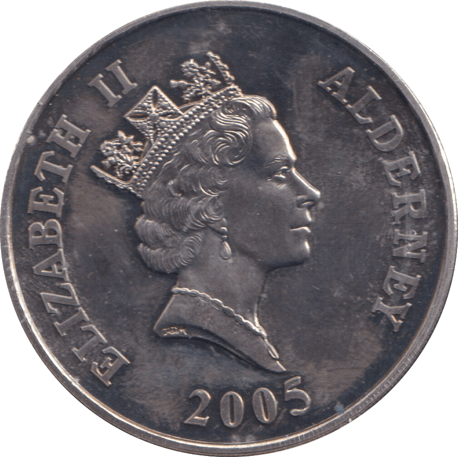 2005 FIVE POUNDS HMS WARSPITE ALDERNEY - WORLD COINS - Cambridgeshire Coins