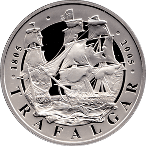 2005 FIVE POUNDS SILVER PROOF TRAFALGAR - SILVER WORLD COINS - Cambridgeshire Coins
