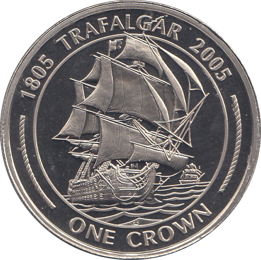 2005 ONE CROWN BATTLE OF TRAFALGAR ( BU ) - WORLD COINS - Cambridgeshire Coins