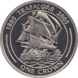2005 ONE CROWN BATTLE OF TRAFALGAR ( BU ) - WORLD COINS - Cambridgeshire Coins