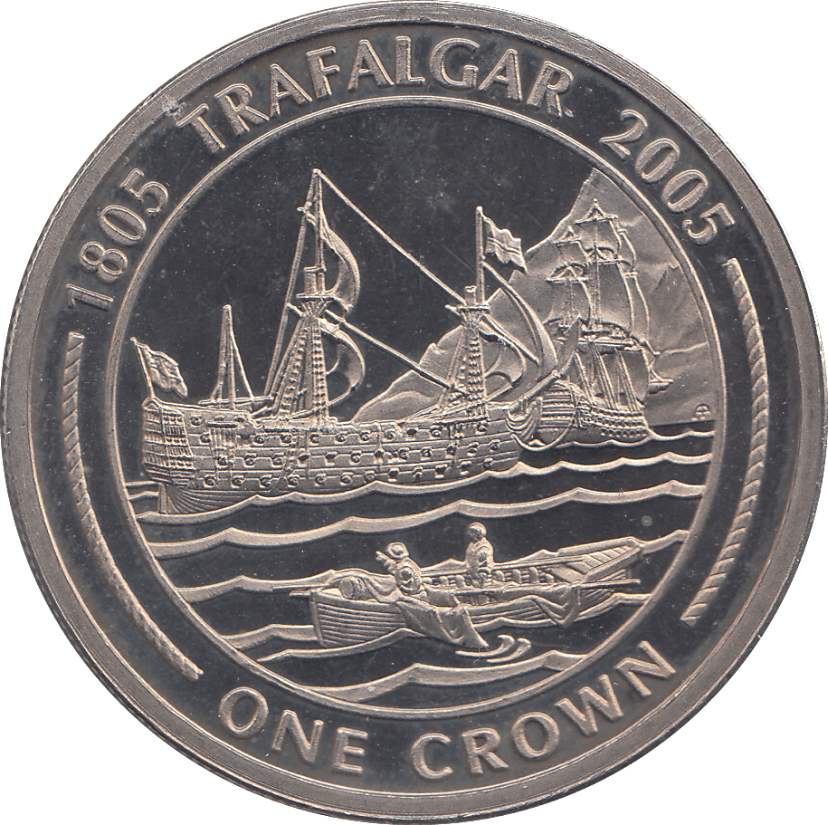 2005 ONE CROWN BATTLE OF TRAFALGAR ( BU ) - WORLD COINS - Cambridgeshire Coins