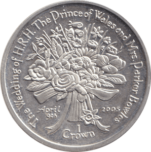 2005 ONE CROWN FALKLAND ISLANDS WEDDING OF CHARLES AND CAMILLA - SILVER WORLD COINS - Cambridgeshire Coins