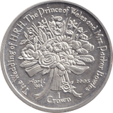 2005 ONE CROWN FALKLAND ISLANDS WEDDING OF CHARLES AND CAMILLA - SILVER WORLD COINS - Cambridgeshire Coins