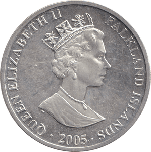 2005 ONE CROWN FALKLAND ISLANDS WEDDING OF CHARLES AND CAMILLA - SILVER WORLD COINS - Cambridgeshire Coins