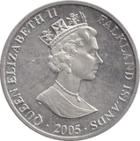 2005 ONE CROWN FALKLAND ISLANDS WEDDING OF CHARLES AND CAMILLA - SILVER WORLD COINS - Cambridgeshire Coins