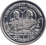 2005 ONE CROWN ISLE OF MAN THE BATTLE OF TRAFALGAR - SILVER WORLD COINS - Cambridgeshire Coins